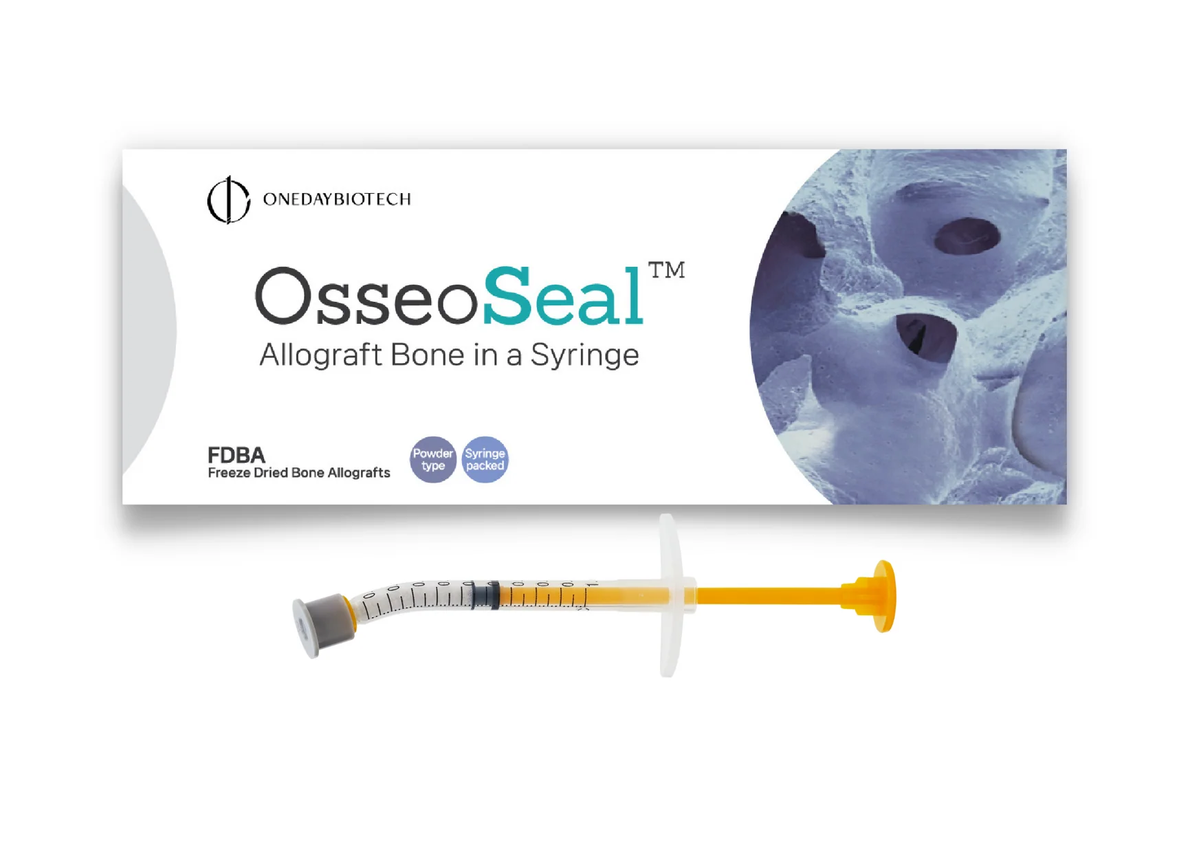 OsseoSeal Prefilled syringe: Mineralized Cortico-Cancellous Allograft, 250-  800 microns